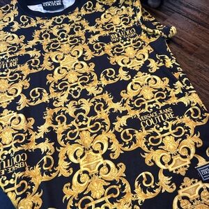 Versace Jeans Couture Black and Gold Baroque Design men’s shirt